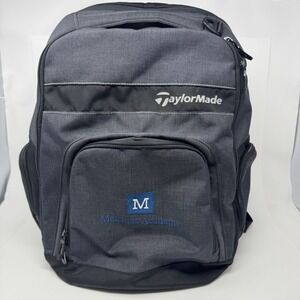 TaylorMade Golf Backpack Grey Black Matthias Academy Embroidered Padded Straps